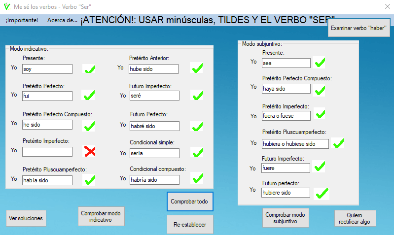 Spanish verb tenses test